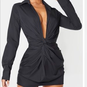 PRETTYLITTLETHING BLACK PLUNGE DRESS